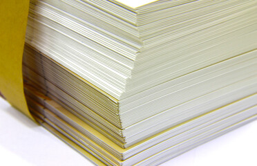Stack of envelopes, papers, documents.