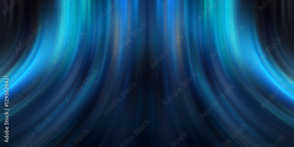 Poster Abstract background with speed light effect. Blue wavy texture wallpaper. Generative Ai