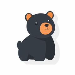 A Simple flat 2D illustration of a cute bear isolated on a white background, animal icon, ai