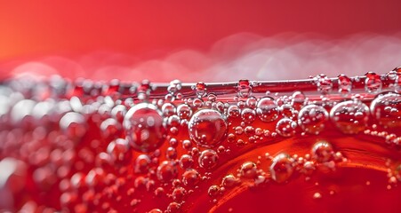 Super Close-Up of Soda Bottle Rim with Tiny Carbonation Bubbles