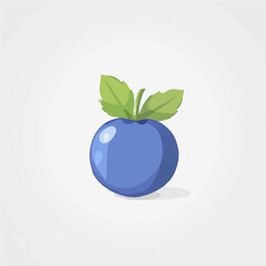 Simple flat 2D icon blueberry fruit isolated on blue background, vector, flat design, animation design, vector, flat design, animation design, simple flat 2D icon, minimalist design, clipart