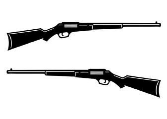 Black and White Hunting Rifle Silhouette - Vector Firearm Icon
