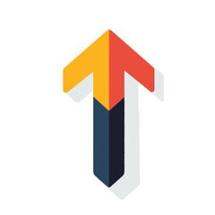 Simple flat 2D icon black red bold-tip arrow isolated on blue background, vector, flat design, animation design, vector, flat design, animation design, simple flat 2D icon, minimalist design, clipart