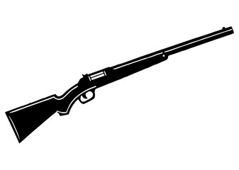 Black and White Hunting Rifle Silhouette - Vector Firearm Icon