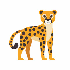 A simple flat 2D icon of cheetah isolated on a background, vector design, ideal for animation, design, mobile apps, web design, digital illustrations, animals set