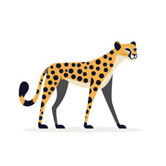 Simple flat 2D icon of cheetah isolated on a background, vector design, ideal for animation, design, mobile apps, web design, digital illustrations, animals collection