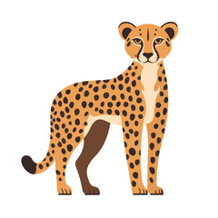 A simple flat 2D icon of cheetah isolated on a background, vector design, ideal for animation, design, mobile apps, web design, digital illustrations, animals set