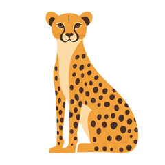 A simple flat 2D icon of cheetah isolated on a background, vector design, ideal for animation, design, mobile apps, web design, digital illustrations, animals set