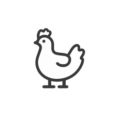 A flat 2D vector illustration of an outline drawing chicken set, designed as an icon and isolated on a white background. simple icon design