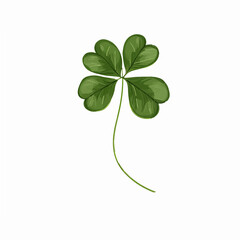 A flat 2D vector illustration of a green clover leaf set, designed as an icon and isolated on a white background. Flat clipart illustration set