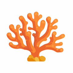 An illustration 2d, A flat 2D vector illustration of an orange coral, designed as an icon and isolated on a white background. Flat clipart