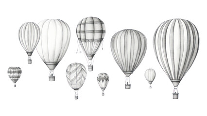 PNG Hot air balloons drawing sketch aircraft.