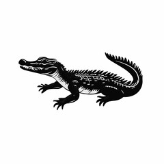Simple flat 2D icon black crocodile isolated on a transparent background, vector, flat design, animation design, vector, flat design, animation design, simple flat 2D icon clipart