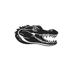 Naklejka premium Simple flat 2D icon black crocodile head isolated on a transparent background, vector, flat design, animation design, vector, flat design, animation design, simple flat 2D icon clipart