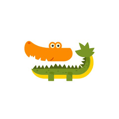 Simple flat 2D icon cute crocodile isolated on a transparent background, vector, flat design, animation design, vector, flat design, animation design, simple flat 2D icon clipart