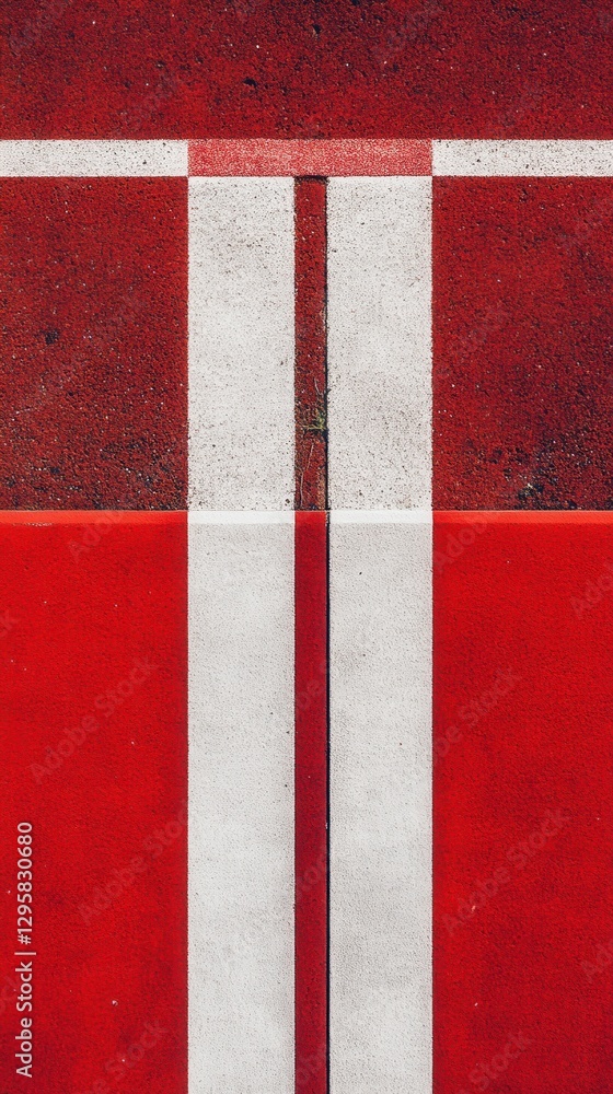 Aufkleber abstract geometric patterns in bright red and white tones creating a modern artistic visual appeal f