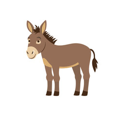A Simple flat 2D icon donkey isolated on background, vector, flat design, animation design, vector, flat design, animation, minimalist, clipart sea animals