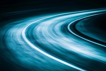 Abstract curved road with long exposure light trails flowing