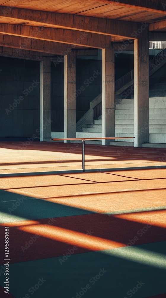 Aufkleber modern architectural interior with shadows and colors highlighting minimalist design elements and ge