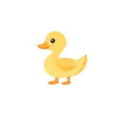 Simple flat 2D icon cute yellow duck set isolated on a transparent background, vector, flat design, animation design, vector, flat design, animation design, animal set