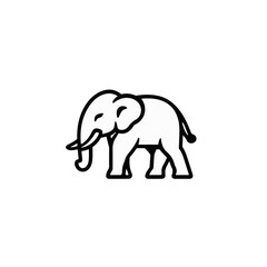 Simple flat 2D illustration of elephant outline, flat design isolated on a white background, vector 2D design, icon, illustration art, flat icon design