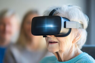 Innovative vr experience for aging society enhancing demographics and innovation in elderly care indoor setting close-up view