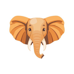 Simple flat 2D illustration of elephant head, flat design isolated on a white background, vector 2D design, icon, illustration art, flat icon design