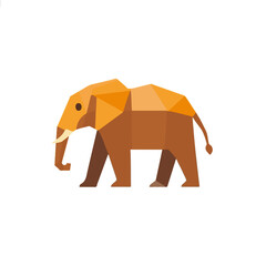 Simple flat 2D illustration of elephant polygon flat design isolated on a white background, vector 2D design, icon