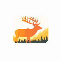 A Simple flat 2D icon black elk in jungle isolated on background, vector, flat design, animation design, vector, flat design, animation, minimalist, clipart sea animals