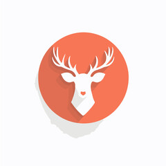 A Simple flat 2D icon white elk head isolated on background, vector, flat design, animation design, vector, flat design, animation, minimalist, clipart sea animals