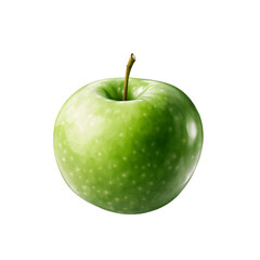 Fresh green apple isolated on transparent background with realistic details.