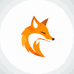 Simple flat illustration orange fox motion graphic flat-design vector animation style, isolated in white background, 2D flat icon, logo fox