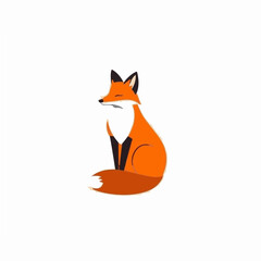 A simple flat 2D icon fox isolated on a transparent background, vector illustration, flat design, animation design, vector, flat design, animation, flat 2D icon, minimalist