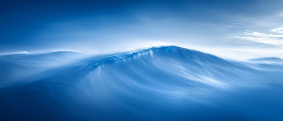 Fototapeta premium Serene ocean wave, blue hues, motion blur effect