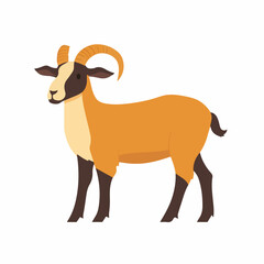 A simple flat 2D icon of goat isolated on the background, vector design, ideal for animation, UI/UX design, mobile apps, web design, digital illustrations, flat 2D, animal set