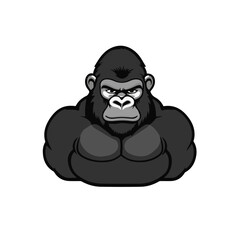A simple flat 2D icon of a black gorilla isolated on the background, vector design, ideal for animation, UI/UX design, mobile apps, web design, digital illustrations, flat 2D, animal set