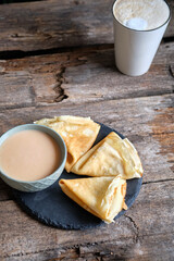 crepes with red orange cream	
