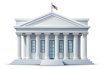 Obraz premium White Bank Building with Columns