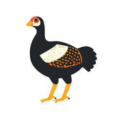 A simple flat 2D icon of a guinea fowl isolated on the background, vector design, ideal for animation, UI/UX design, mobile apps, web design, digital illustrations, flat 2D, animal set