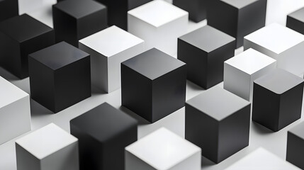 A close - up view of numerous gray cubes arranged in an orderly yet complex pattern, with some cubes in sharp focus and others in soft blur, presenting a minimalist and geometric visual effect.