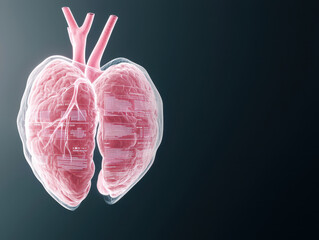 Digital health data visualized on human lungs hologram