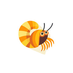 A 2D simple hermit crab motion graphic flat-design vector animation style, in white background, flat design, animation design, vector, flat design, logo.
