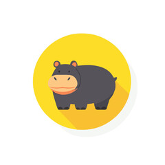 An illustration of 2D simple gray hippopotamus motion graphic flat-design vector animation style, in white background, flat design, animation design, vector, flat design, logo.