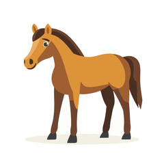 An illustration 2D simple brown horse motion graphic flat-design vector animation style, in white background, flat design, animation design, vector, flat design, logo. animal set