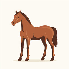 An illustration 2D simple brown horse motion graphic flat-design vector animation style, in white background, flat design, animation design, vector, flat design, logo. animal set
