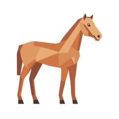 A 2D simple polygon horse motion graphic flat-design vector animation style, in white background, flat design, animation design, vector, flat design, logo.