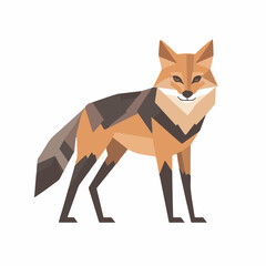 A 2D simple icon jackal polygon motion graphic flat-design vector animation style, in a white background, flat design, animation design, vector, flat design, logo