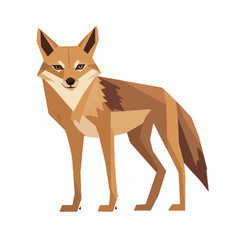 A 2D simple icon jackal polygon motion graphic flat-design vector animation style, in a white background, flat design, animation design, vector, flat design, logo