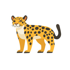 A simple flat 2D icon of jaguar isolated on the background, vector design, ideal for animation, UI/UX design, mobile apps, web design, digital illustrations, flat 2D, animal set, jaguar