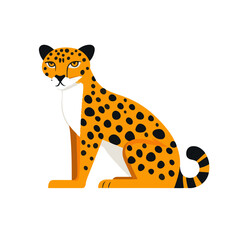 A simple flat 2D icon of yellow jaguar isolated on the background, vector design, ideal for animation, UI/UX design, mobile apps, web design, digital illustrations, flat 2D, animal set, jaguar